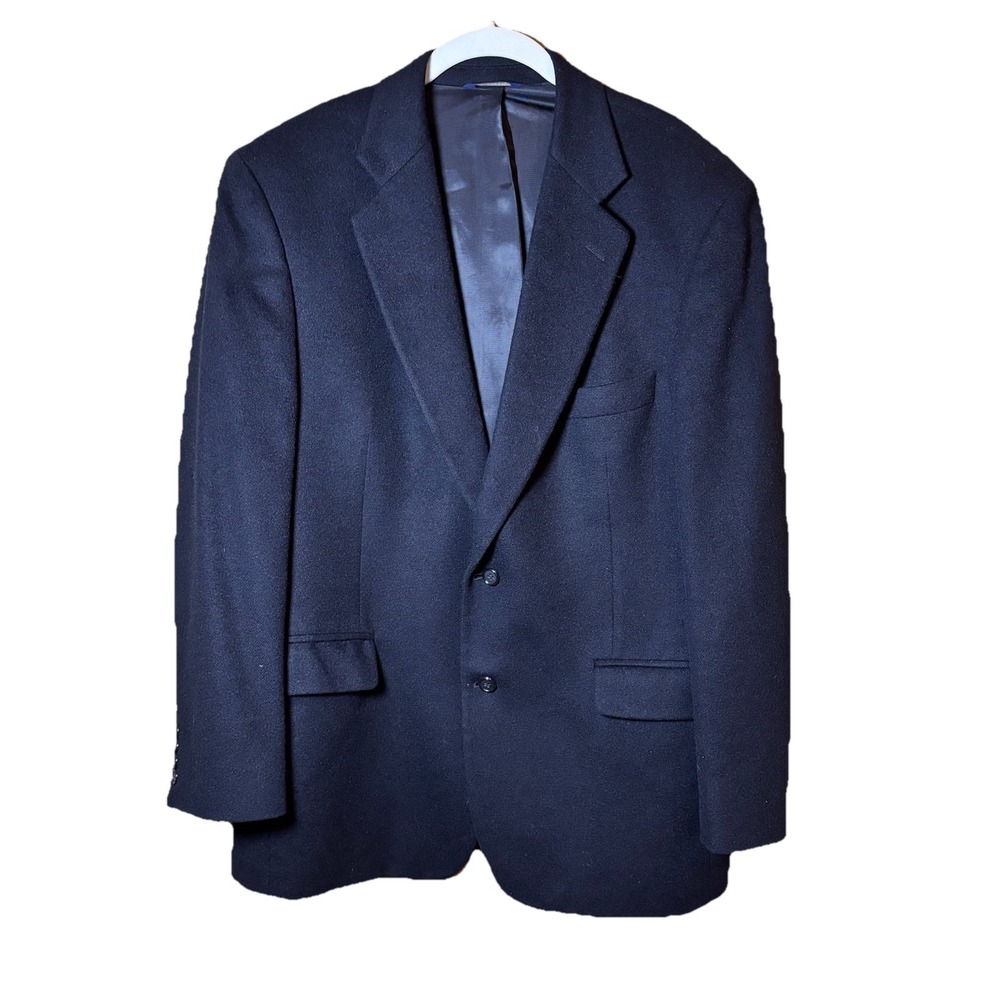 Brooks Brothers 346 Camel‎ Hair Navy Blue Blazer Sport Coat Mens 44R